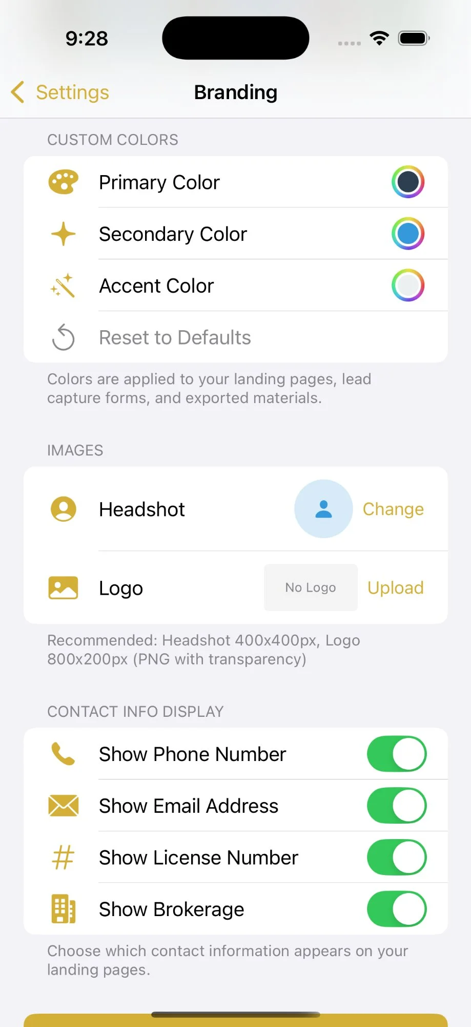 Colors, Images & Contact Display